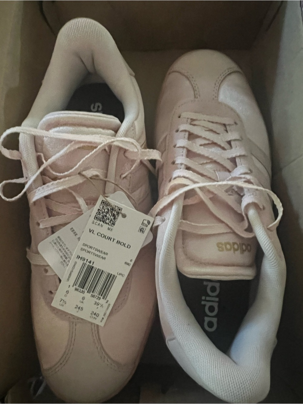 adidas VL Court Bold Sneakers Pink & Quartz US 7.5 NIB